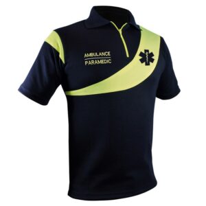 Polo Ambulance Evolution Marine Jaune Fluo