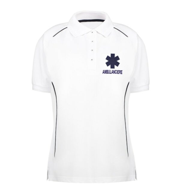 POLO PROWEAR PIPPING ISO15797 BLANC FEMME - POL1022